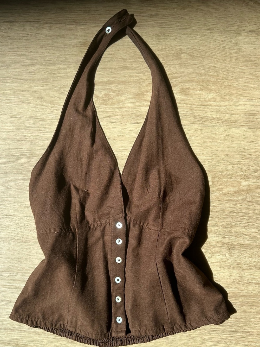 Aritzia Brown Halter Button-Front Camisole